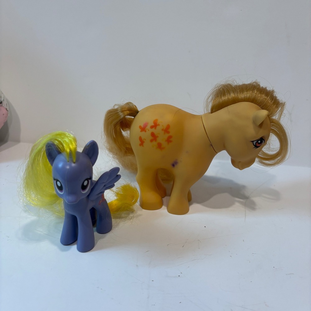 Vintage My Little Pony G1 Butterscotch Yellow & G4 Fluttershy Purple Figure Lot